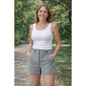 White House Black Market High-rise Gingham Paperbag Shorts size 12 NEW